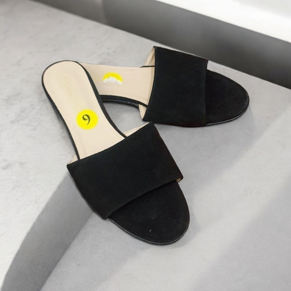 Sophia Milano Italian Suede Slip-on Sandals Black Size 9